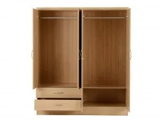 Seconique Nevada Sonoma Oak 4 Door 2 Drawer Mirrored Wardrobe