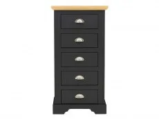 Seconique Seconique Toledo Grey and Oak 5 Drawer Tall Narrow Chest of Drawers