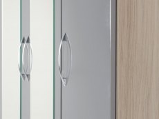 Seconique Seconique Nevada Grey Gloss and Oak 3 Door 2 Drawer Mirrored Wardrobe