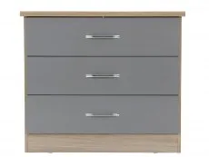 Seconique Seconique Nevada Grey Gloss and Oak 3 Drawer Low Chest of Drawers