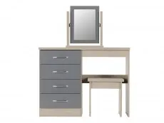 Seconique Seconique Nevada Grey Gloss and Oak 4 Drawer Dressing Table and Stool