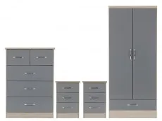 Seconique Nevada Grey Gloss and Oak 4 Piece Bedroom Furniture Package