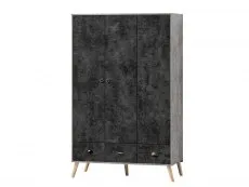 Seconique Seconique Nordic Concrete Effect 3 Door 3 Drawer Wardrobe