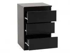 Seconique Seconique Malvern Black 3 Drawer Bedside Table