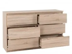 Seconique Malvern Sonoma Oak 3+3 Drawer Chest of Drawers