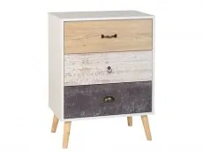 Seconique Seconique Nordic White and Oak 3 Drawer Chest of Drawers
