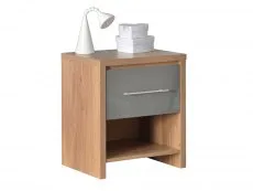 Seconique Seconique Seville Grey High Gloss and Oak 1 Drawer Bedside Table