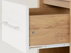 Seconique Seconique Seville White High Gloss and Oak 1 Drawer Bedside Table