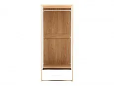 Seconique Seville White High Gloss and Oak 2 Door 1 Drawer Wardrobe