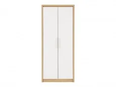 Seconique Seconique Seville White High Gloss and Oak 2 Door Double Wardrobe