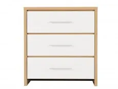 Seconique Seconique Seville White High Gloss and Oak 3 Drawer Chest of Drawers