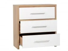 Seconique Seconique Seville White High Gloss and Oak 3 Piece Bedroom Furniture Package