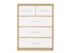 Seconique Seconique Seville White High Gloss and Oak 3+2 Drawer Chest of Drawers