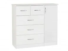 Seconique Seconique Nevada White High Gloss 1 Door 5 Drawer Chest of Drawers