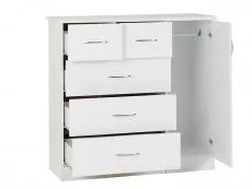Seconique Seconique Nevada White High Gloss 1 Door 5 Drawer Chest of Drawers