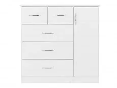 Seconique Seconique Nevada White High Gloss 1 Door 5 Drawer Chest of Drawers