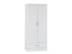 Seconique Seconique Nevada White High Gloss 2 Door 1 Drawer Wardrobe