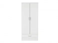 Seconique Seconique Nevada White High Gloss 2 Door 1 Drawer Double Wardrobe