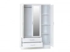 Seconique Seconique Nevada White High Gloss 3 Door 2 Drawer Mirrored Wardrobe