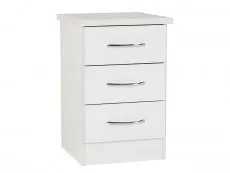 Seconique Seconique Nevada White High Gloss 3 Drawer Bedside Table