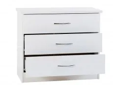 Seconique Seconique Nevada White High Gloss 3 Drawer Low Chest of Drawers