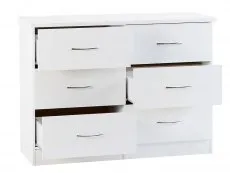 Seconique Nevada White High Gloss 3+3 Drawer Chest of Drawers