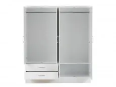 Seconique Nevada White High Gloss 4 Door 2 Drawer Mirrored Wardrobe