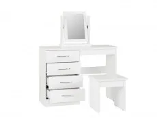 Seconique Seconique Nevada White High Gloss 4 Drawer Dressing Table and Stool