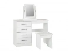 Seconique Seconique Nevada White High Gloss 4 Drawer Dressing Table and Stool