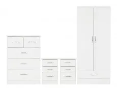 Seconique Seconique Nevada White High Gloss 4 Piece Bedroom Furniture Package