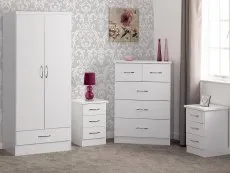 Seconique Seconique Nevada White High Gloss 4 Piece Bedroom Furniture Package