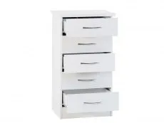 Seconique Seconique Nevada White High Gloss 5 Drawer Chest of Drawers