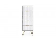 Julian Bowen Julian Bowen Murano Matte White 5 Drawer Tall Narrow Chest of Drawers