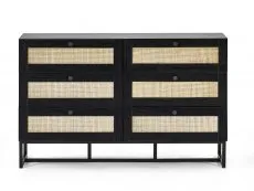 Julian Bowen Julian Bowen Padstow Black and Rattan 6 Drawer Chest of Drawers