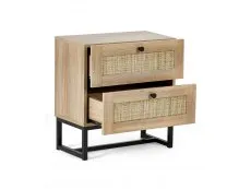 Julian Bowen Julian Bowen Padstow Rattan and Oak 2 Drawer Bedside Table