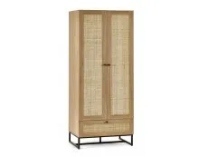 Julian Bowen Julian Bowen Padstow Rattan and Oak 2 Door 1 Drawer Wardrobe