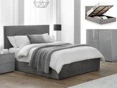 Julian Bowen Julian Bowen Shoreditch 5ft King Size Grey Velvet Fabric Ottoman Bed Frame