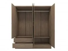 Seconique Seconique Nevada Rustic Oak 4 Door 2 Drawer Mirrored Wardrobe