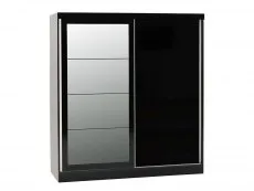 Seconique Seconique Nevada Black High Gloss Sliding Mirrored Wardrobe