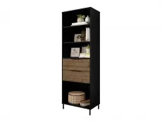 Seconique Seconique Madrid Acacia and Black 2 Drawer Bookcase