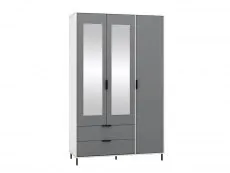 Seconique Seconique Madrid Grey Gloss and White 3 Door 2 Drawer Mirrored Wardrobe