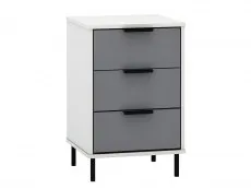 Seconique Seconique Madrid Grey Gloss and White 3 Drawer Bedside Table