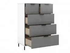 Seconique Madrid Grey Gloss and White 3+2 Drawer Chest of Drawers