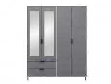 Seconique Seconique Madrid Grey Gloss and White 4 Door 2 Drawer Mirrored Wardrobe