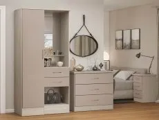 Seconique Seconique Nevada Oyster Gloss and Oak 1 Door 2 Drawer Mirrored Wardrobe