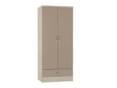 Seconique Seconique Nevada Oyster Gloss and Oak 2 Door 1 Drawer Wardrobe