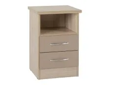Seconique Seconique Nevada Oyster Gloss and Oak 2 Drawer Bedside Table