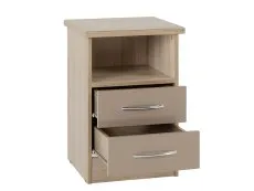 Seconique Seconique Nevada Oyster Gloss and Oak 2 Drawer Bedside Table