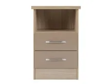 Seconique Seconique Nevada Oyster Gloss and Oak 2 Drawer Bedside Table