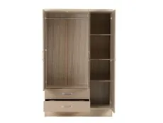 Seconique Seconique Nevada Oyster Gloss and Oak 3 Door 2 Drawer Mirrored Wardrobe